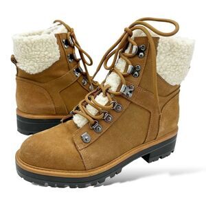 Marc Fisher‎ Women's Isalia Suede Leather Sherpa Lined Ankle Boots Shoes Size 9M